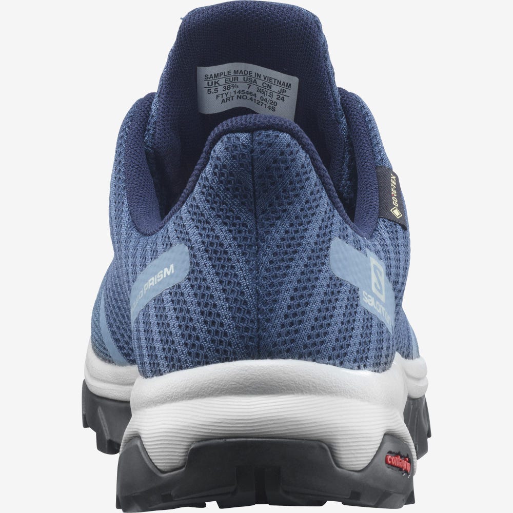 Women's Salomon OUTBOUND PRISM GORE-TEX Hiking Shoes Blue/Dark Blue | VZGN-68014