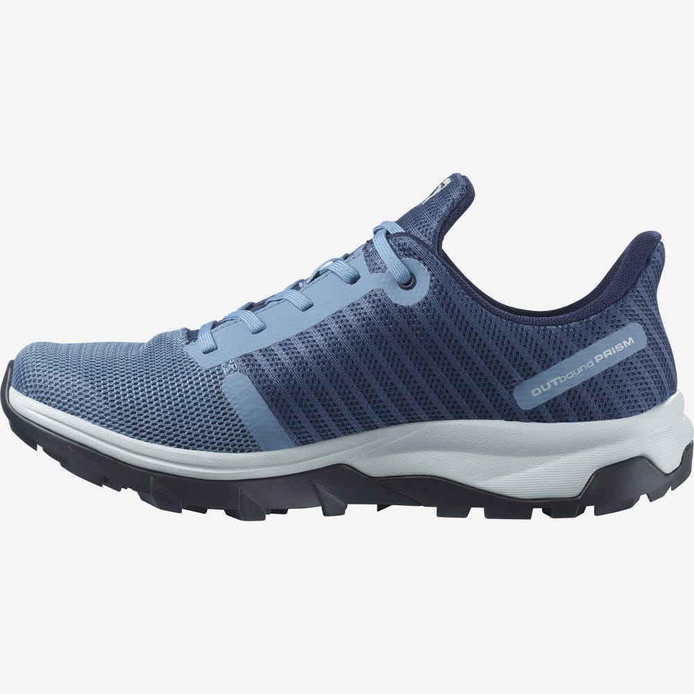 Women's Salomon OUTBOUND PRISM GORE-TEX Hiking Shoes Blue/Dark Blue | VZGN-68014