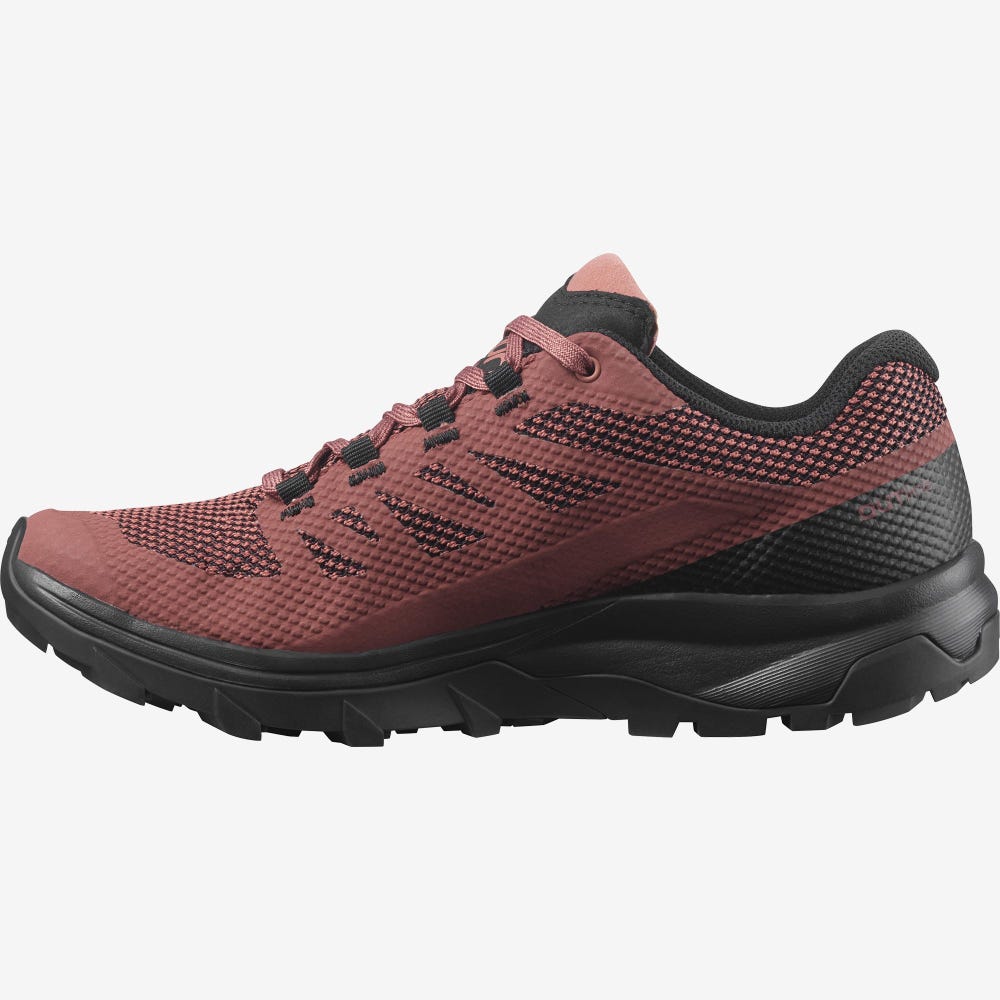 Women's Salomon OUTLINE GORE-TEX Hiking Shoes Black/Dark Red | HSFA-06519