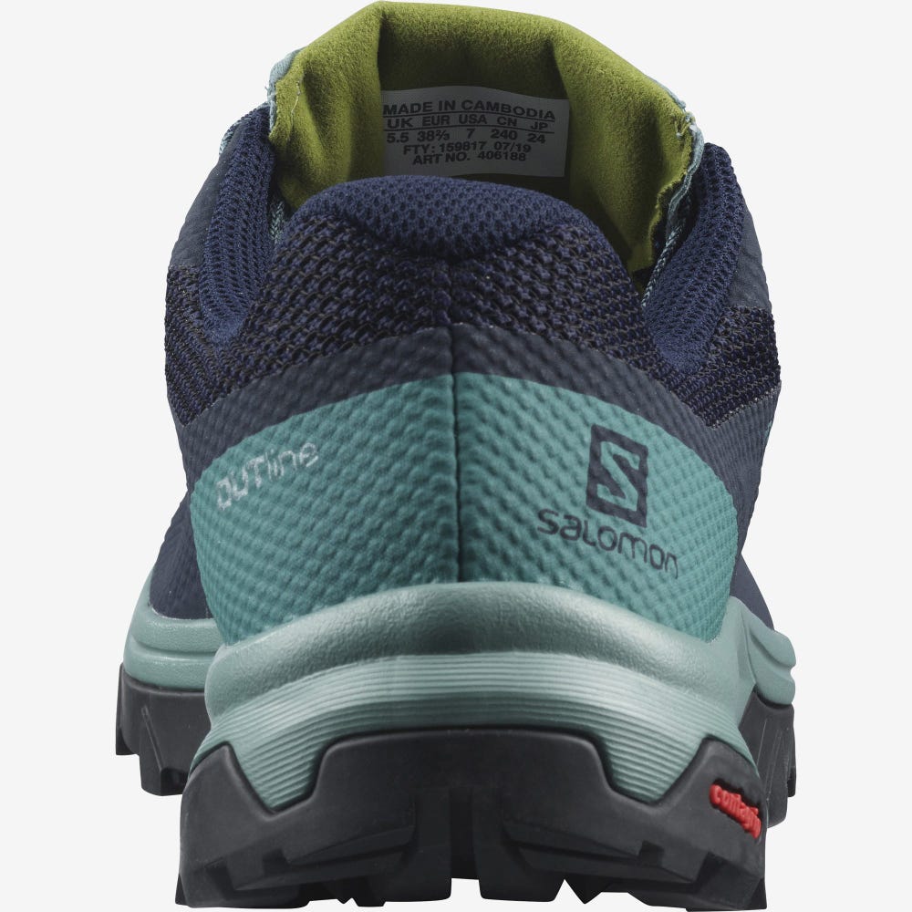 Women's Salomon OUTLINE GORE-TEX Hiking Shoes Navy | IHKR-25840