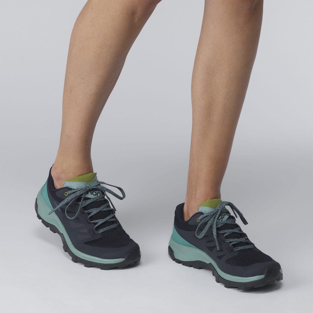 Women's Salomon OUTLINE GORE-TEX Hiking Shoes Navy | IHKR-25840