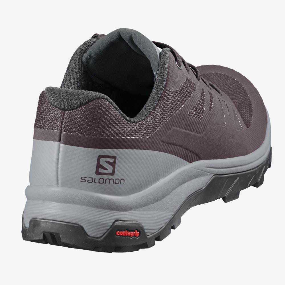 Women's Salomon OUTLINE Hiking Shoes Burgundy/Green | HTEL-20786