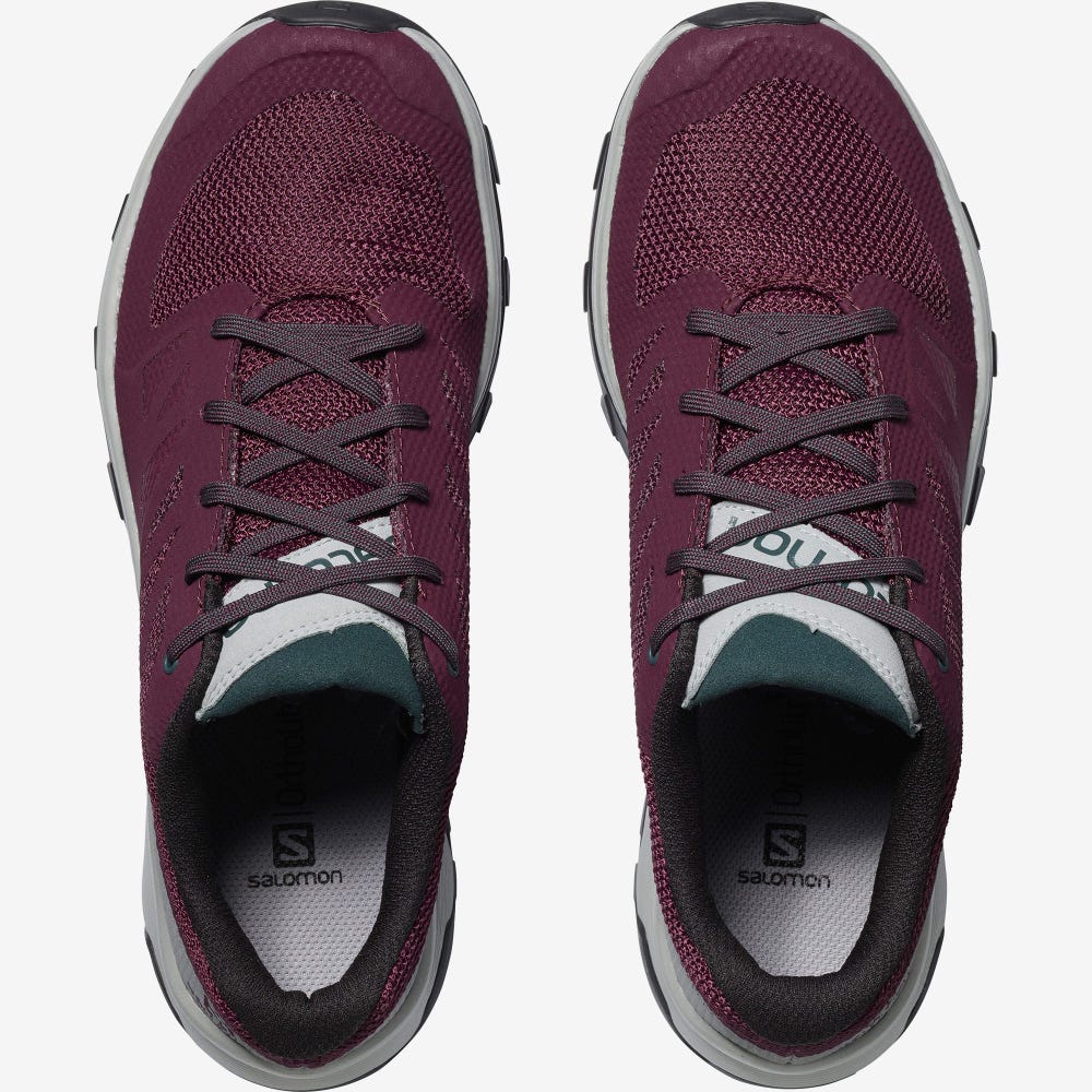 Women's Salomon OUTLINE Hiking Shoes Burgundy/Green | HTEL-20786