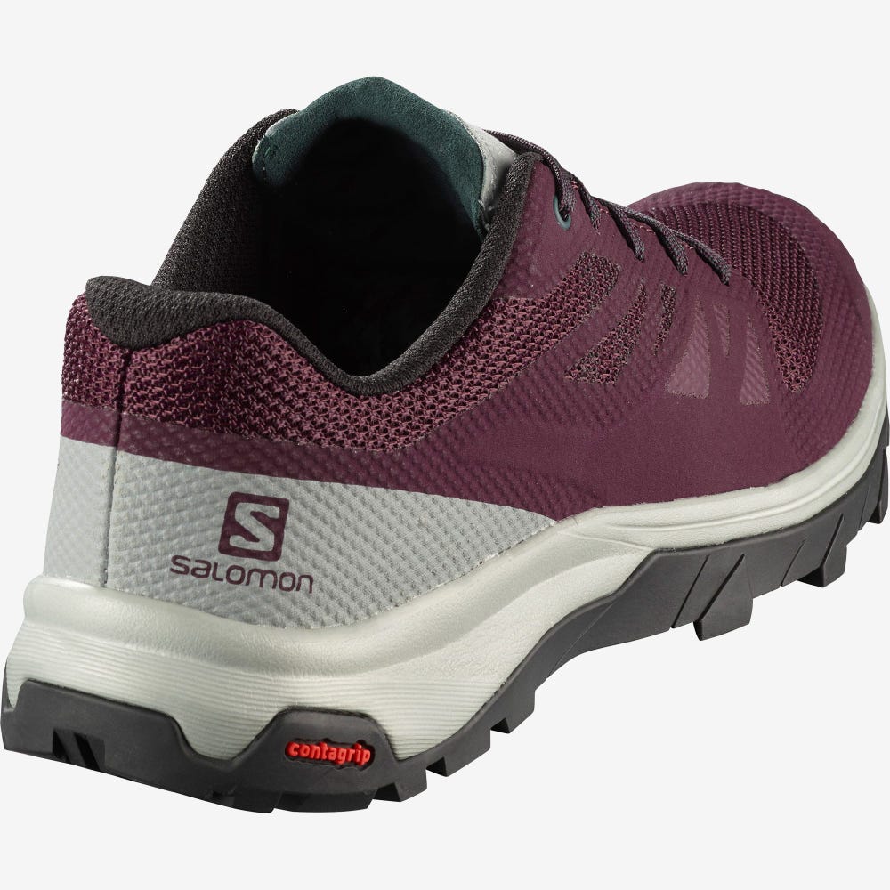 Women's Salomon OUTLINE Hiking Shoes Burgundy/Green | HTEL-20786