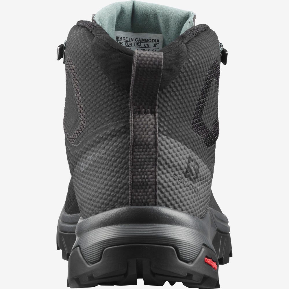 Women's Salomon OUTLINE MID GORE-TEX Hiking Boots Black/Green | DPXO-65912