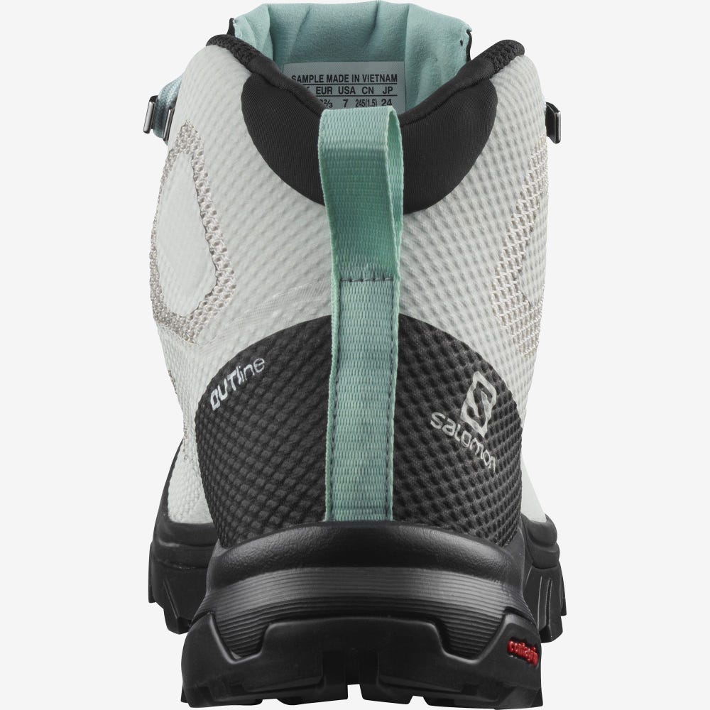 Women's Salomon OUTLINE MID GORE-TEX Hiking Boots Beige/Black/Turquoise | ICKS-69023