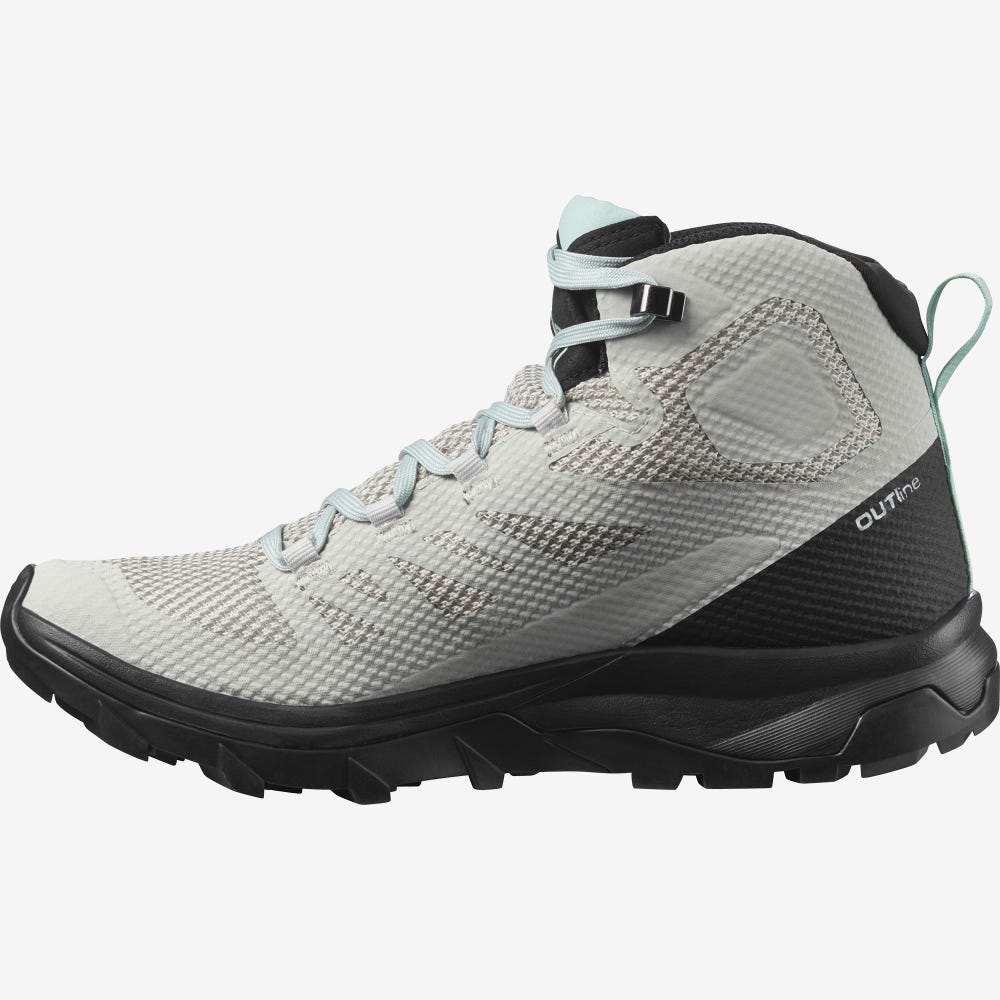 Women's Salomon OUTLINE MID GORE-TEX Hiking Boots Beige/Black/Turquoise | ICKS-69023