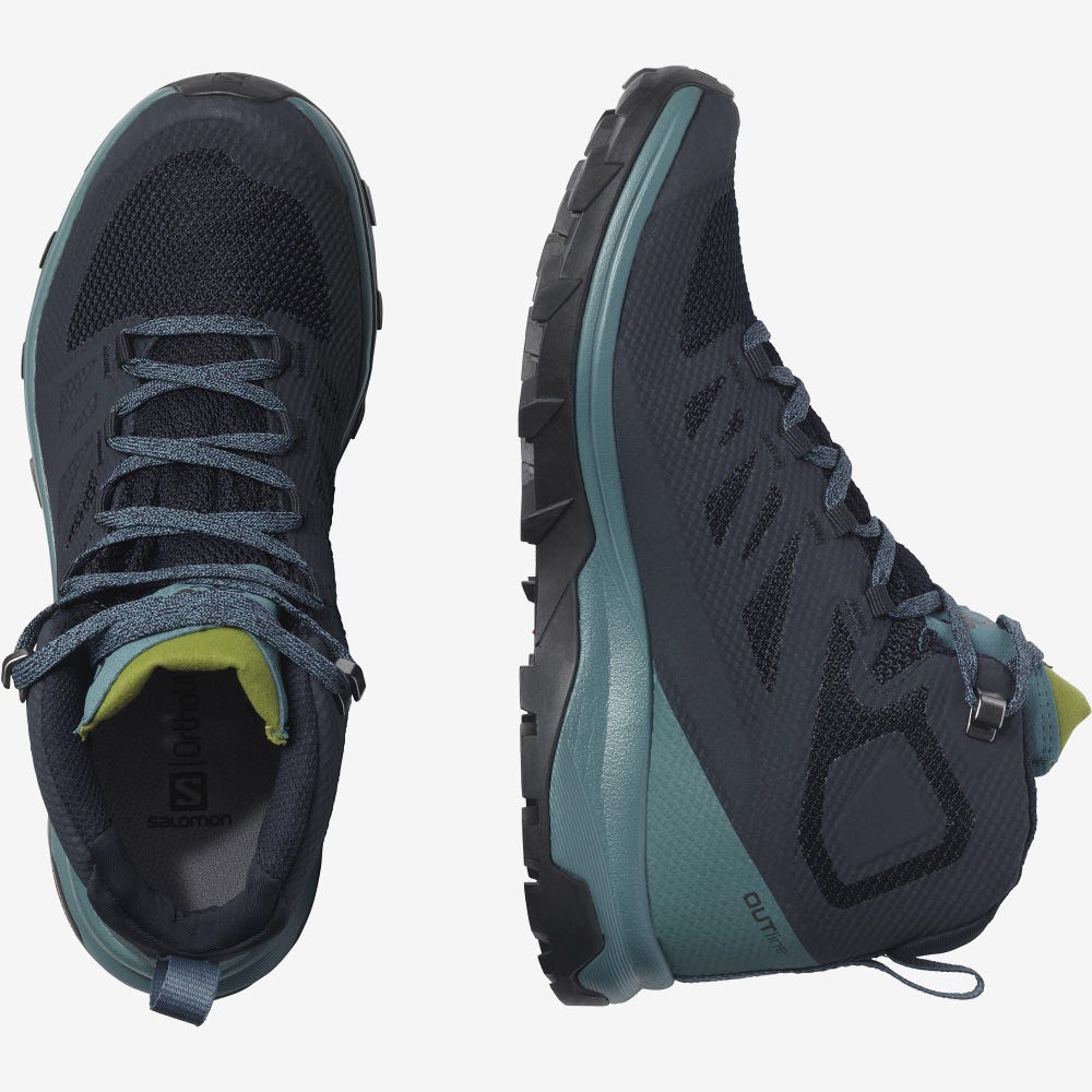 Women's Salomon OUTLINE MID GORE-TEX Hiking Boots Navy | TFPD-71546