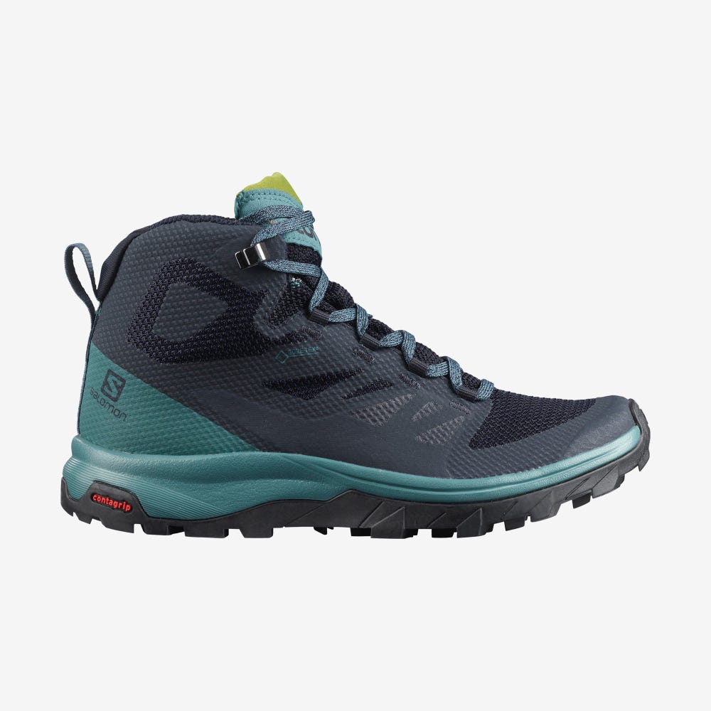 Women\'s Salomon OUTLINE MID GORE-TEX Hiking Boots Navy | TFPD-71546