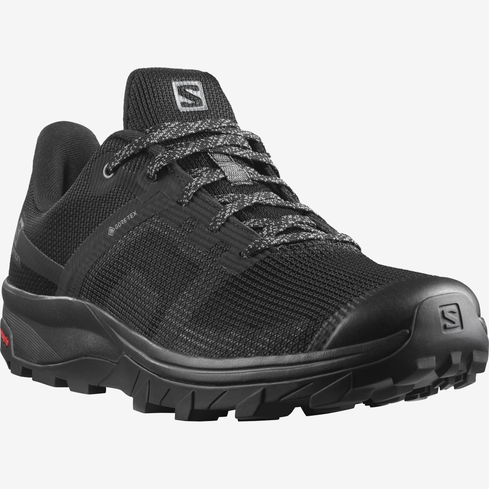 Women's Salomon OUTLINE PRISM GORE-TEX Hiking Shoes Grey Green | KNXB-86210