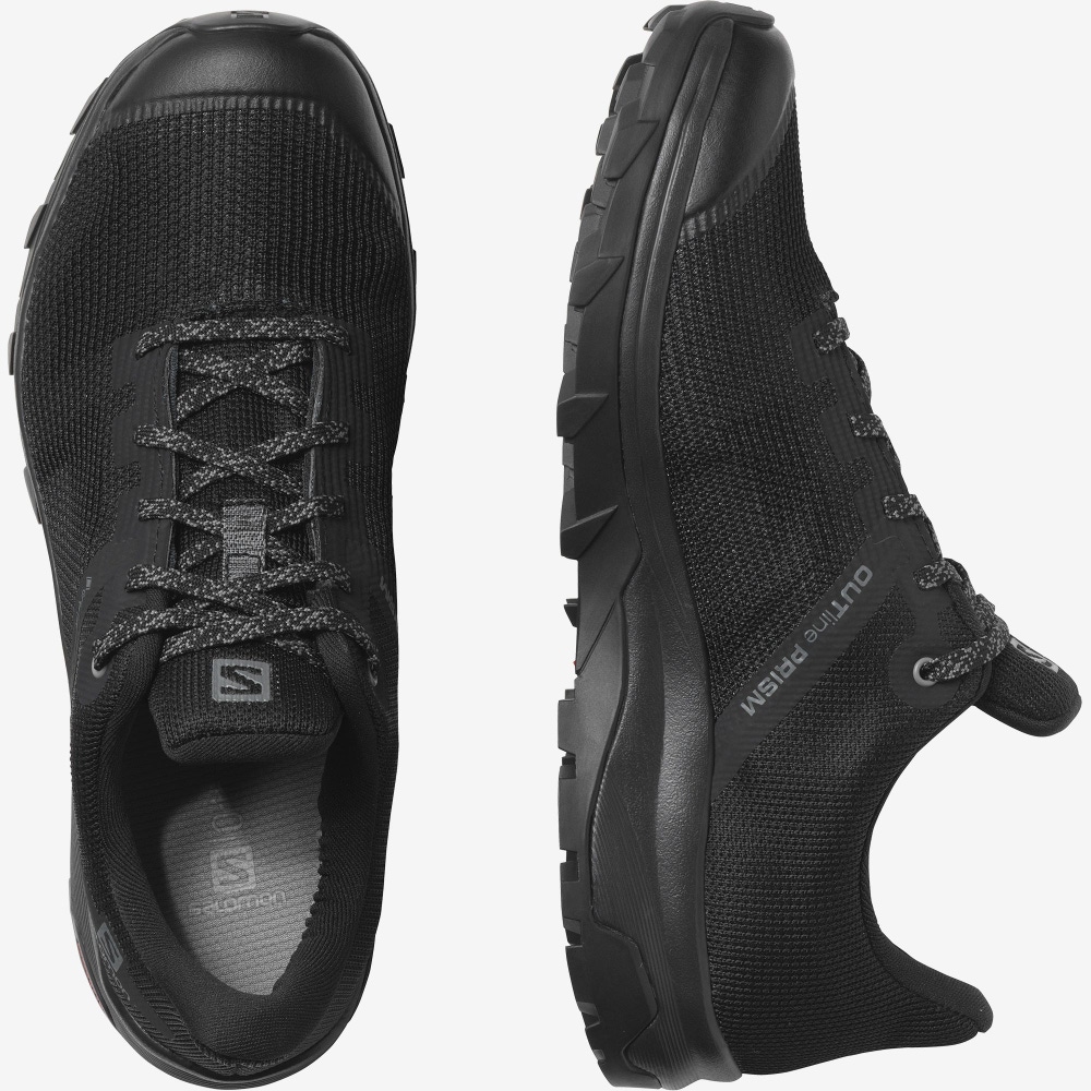 Women's Salomon OUTLINE PRISM GORE-TEX Hiking Shoes Grey Green | KNXB-86210