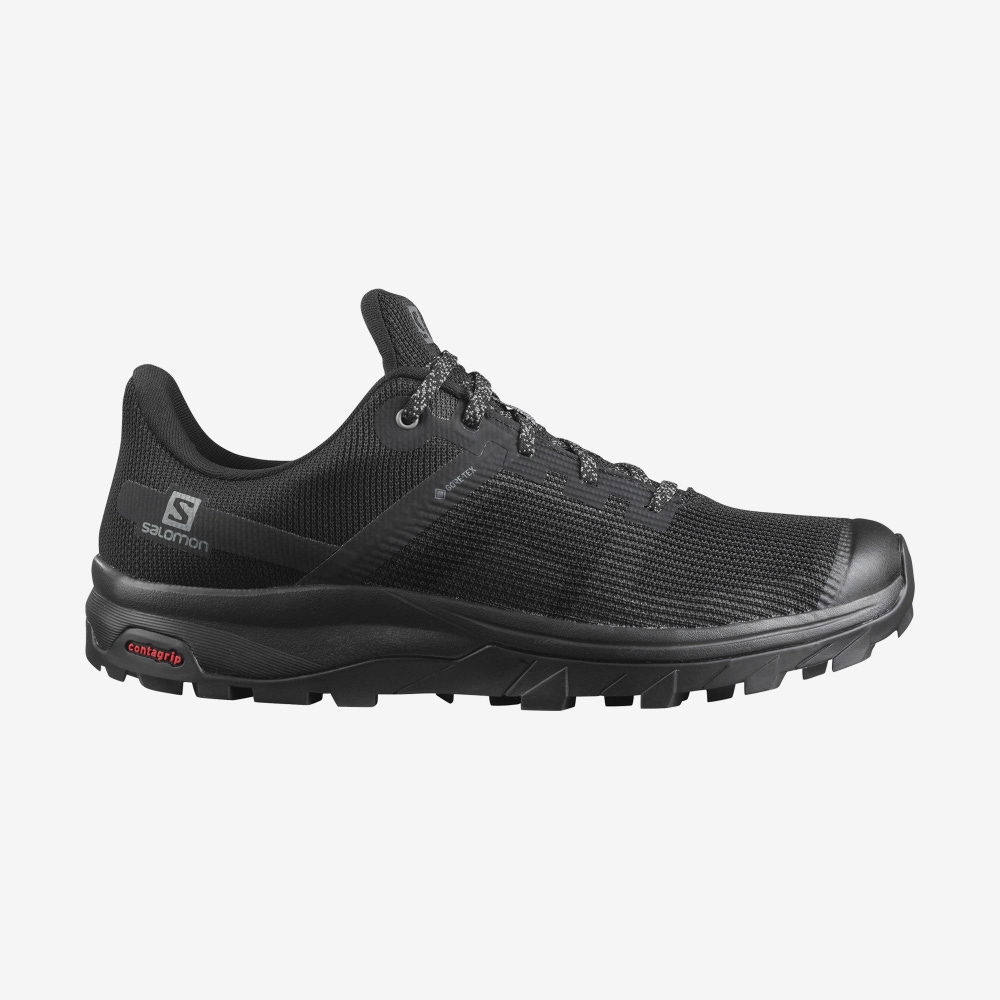 Women\'s Salomon OUTLINE PRISM GORE-TEX Hiking Shoes Grey Green | KNXB-86210