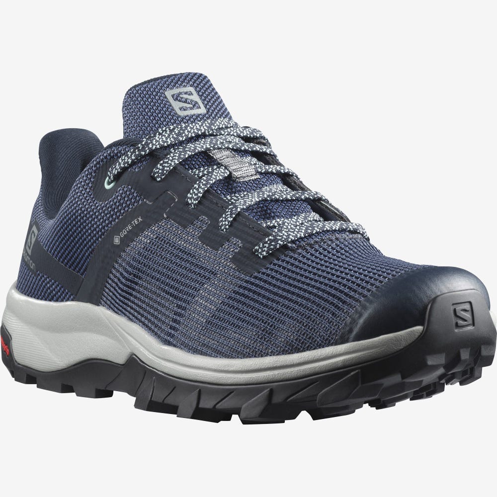 Women's Salomon OUTLINE PRISM GORE-TEX Hiking Shoes Blue Indigo/Navy | ZJPS-65714