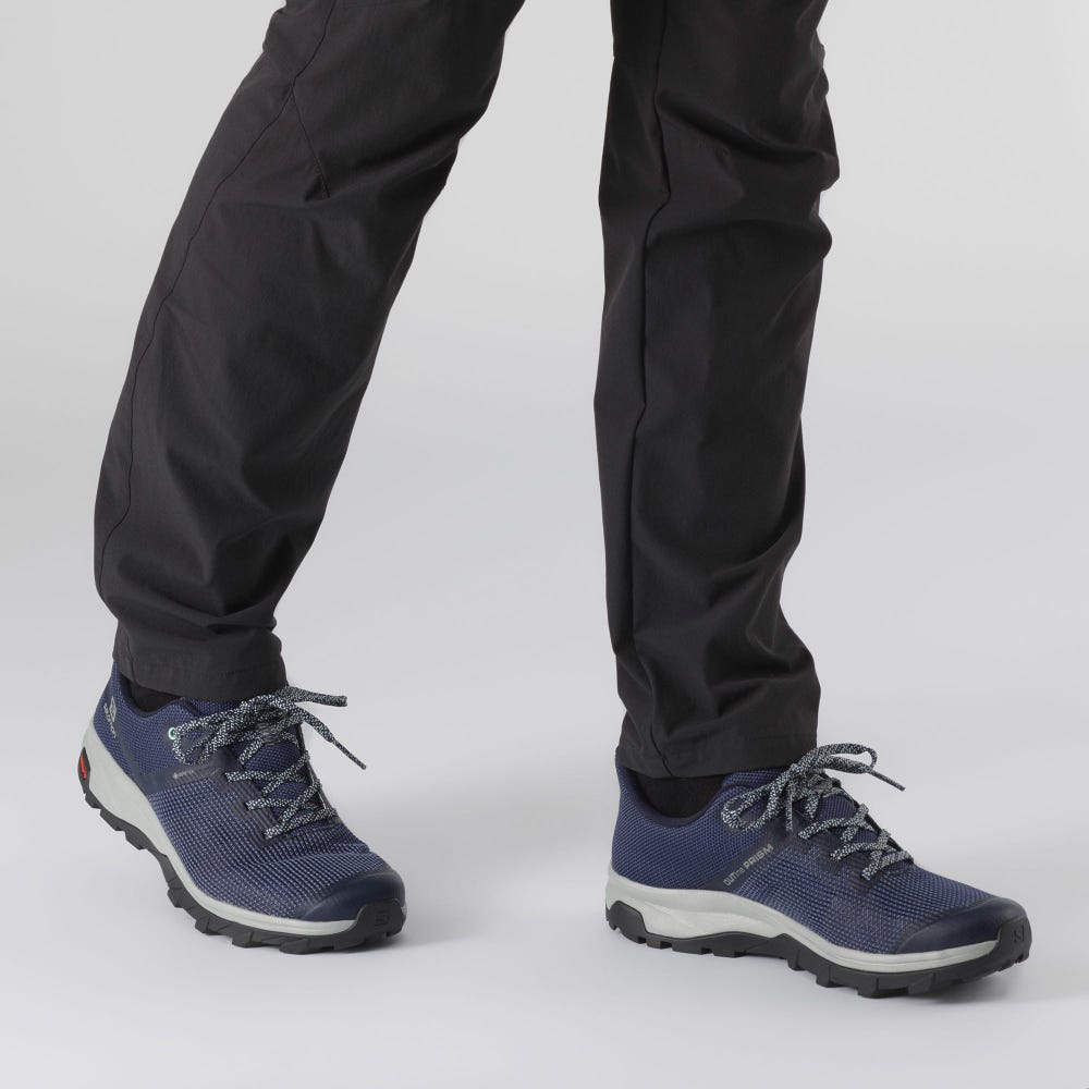 Women's Salomon OUTLINE PRISM GORE-TEX Hiking Shoes Blue Indigo/Navy | ZJPS-65714