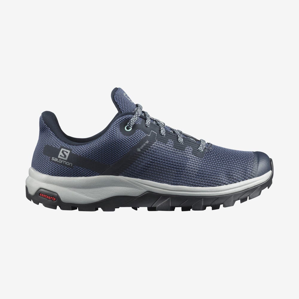 Women\'s Salomon OUTLINE PRISM GORE-TEX Hiking Shoes Blue Indigo/Navy | ZJPS-65714