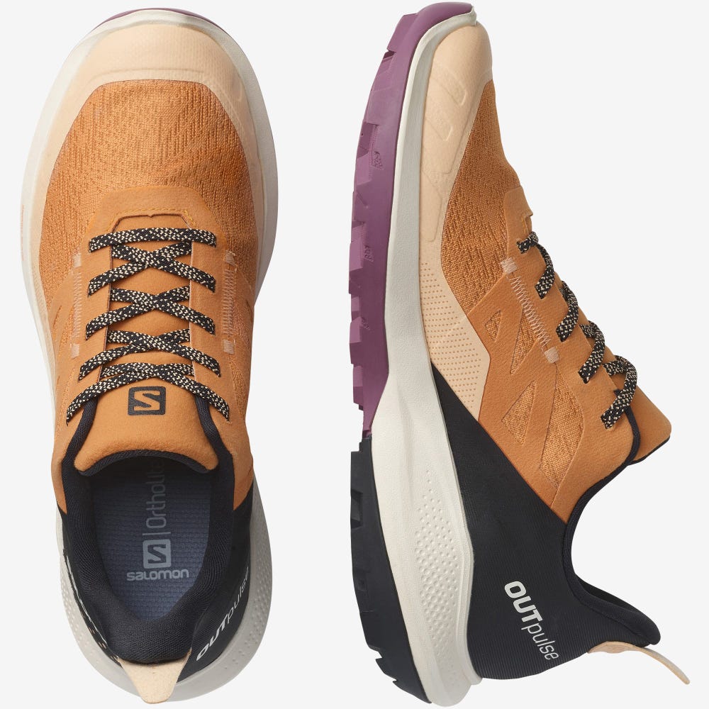 Women's Salomon OUTPULSE GORE-TEX Hiking Shoes Apricot/Black | JNFL-32586