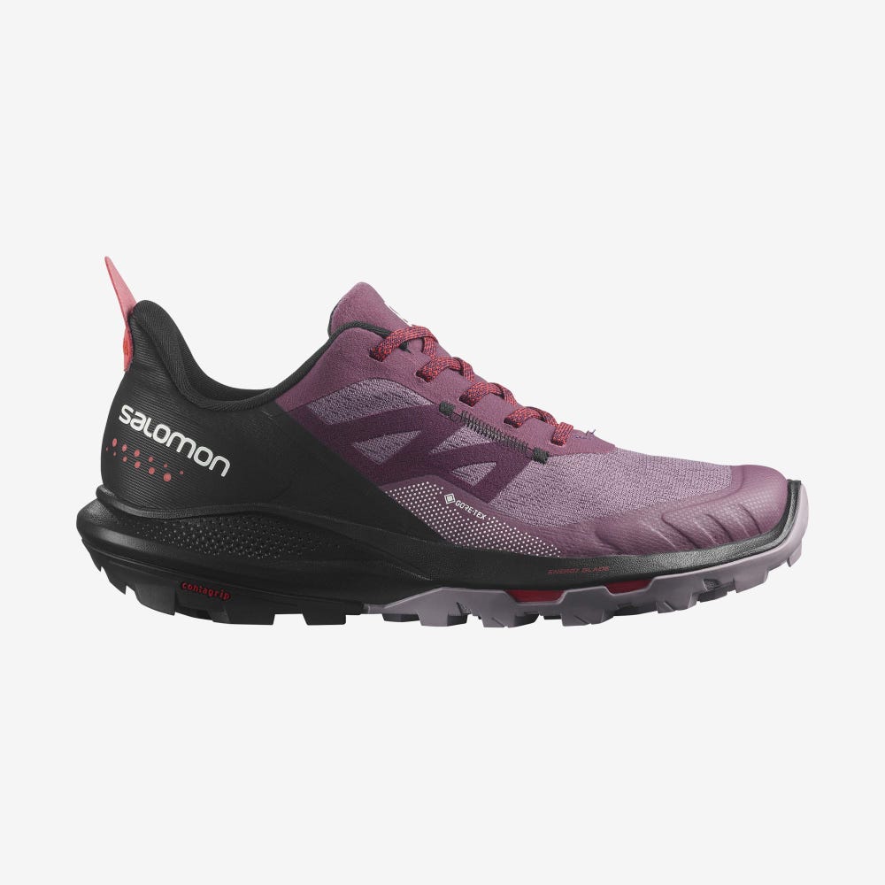 Women\'s Salomon OUTPULSE GORE-TEX Hiking Shoes Purple/Black/Red | KMCF-12957
