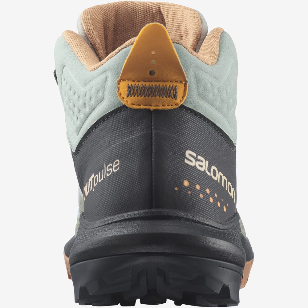 Women's Salomon OUTPULSE MID GORE-TEX Hiking Boots Green/Orange | TPXQ-54703