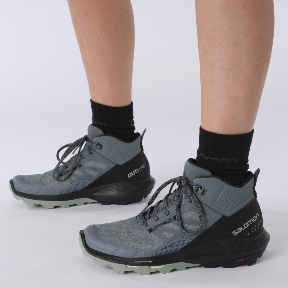 Women's Salomon OUTPULSE MID GORE-TEX Hiking Boots Grey/Black | TSBN-42513