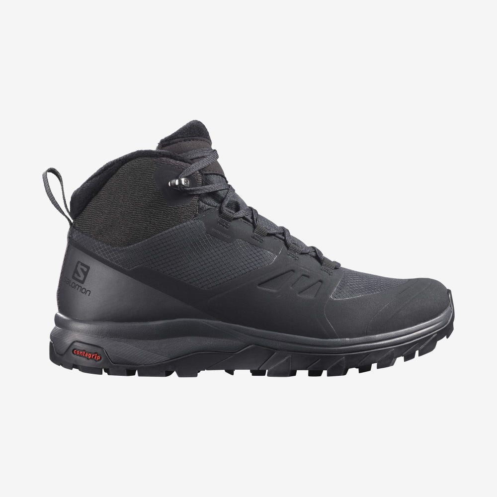 Women\'s Salomon OUTSNAP CLIMASALOMON™ WATERPROOF Winter Boots Black | WPZQ-86570