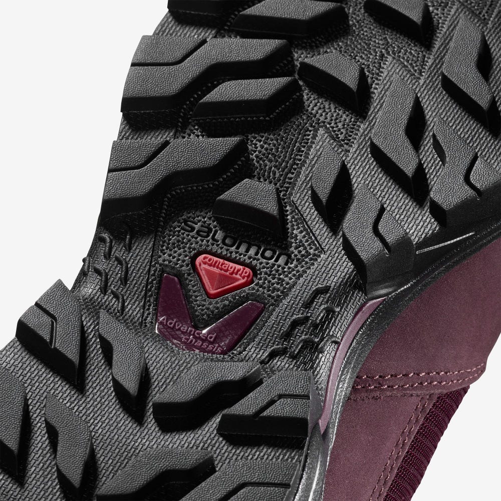 Women's Salomon OUTWARD GORE-TEX Hiking Boots Burgundy/Black | OPLT-98702