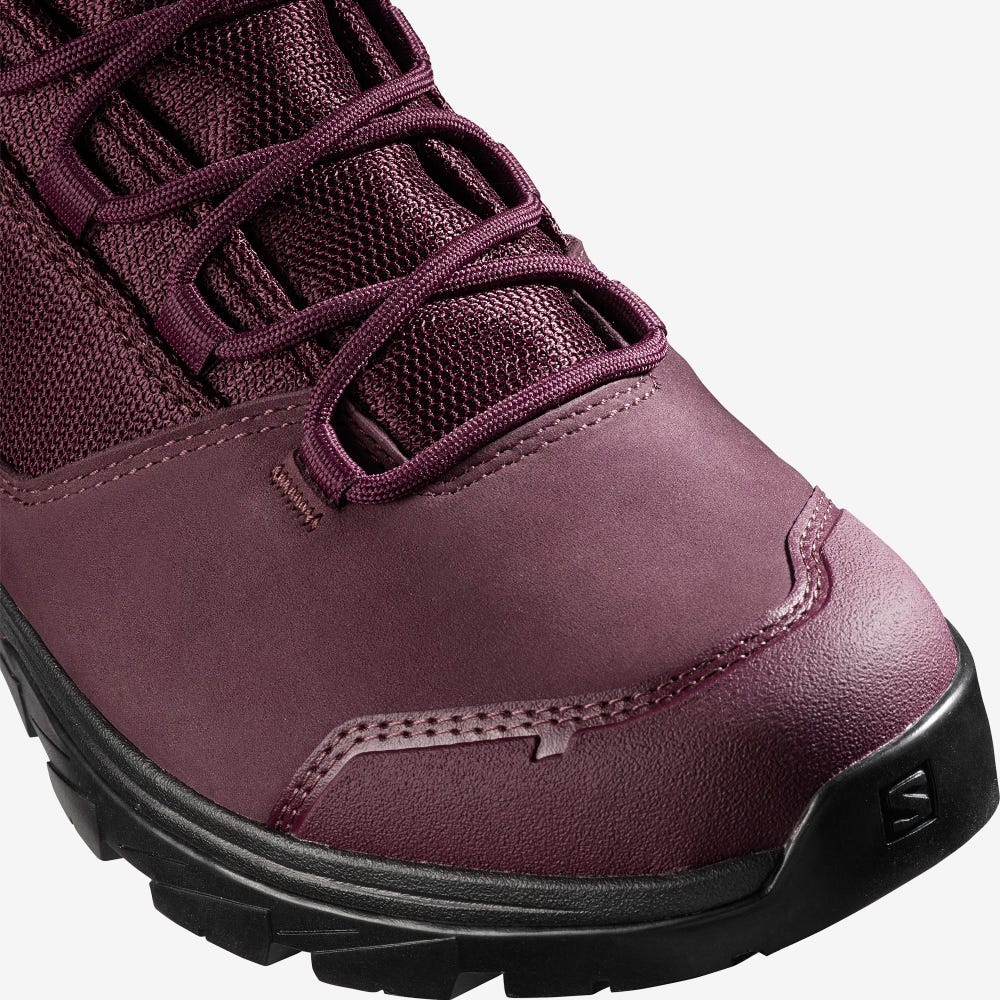 Women's Salomon OUTWARD GORE-TEX Hiking Boots Burgundy/Black | OPLT-98702