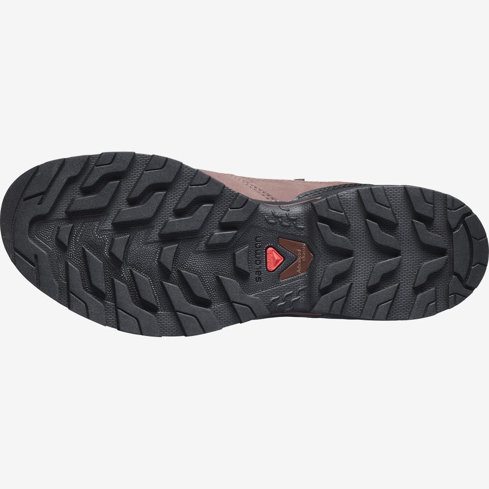 Women's Salomon OUTWARD GORE-TEX Hiking Boots Black/Dark Red | TRJW-67290