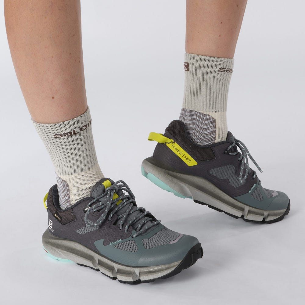 Women's Salomon PREDICT HIKE GORE-TEX Hiking Shoes Grey/Turquoise | VIAL-29765