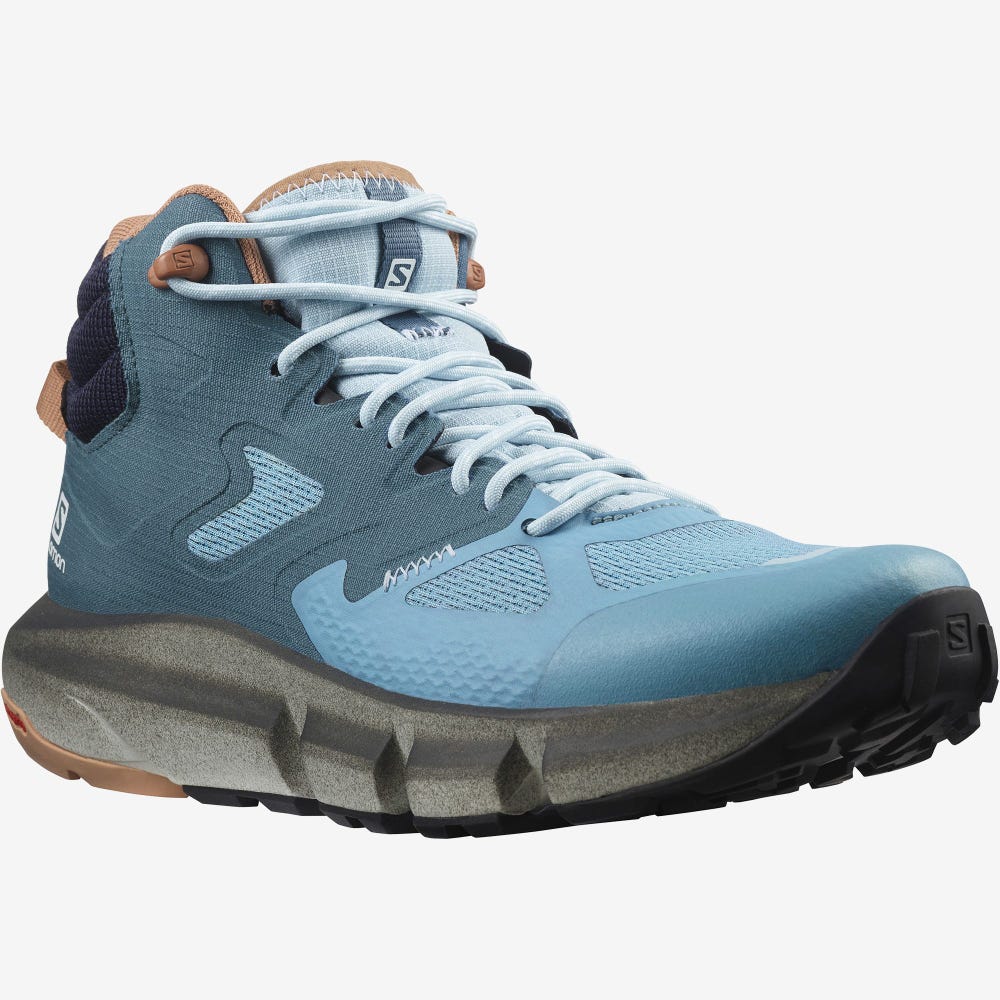 Women's Salomon PREDICT HIKE MID GORE-TEX Hiking Boots Blue/Beige | TNGP-94780