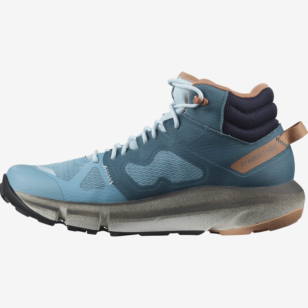 Women's Salomon PREDICT HIKE MID GORE-TEX Hiking Boots Blue/Beige | TNGP-94780