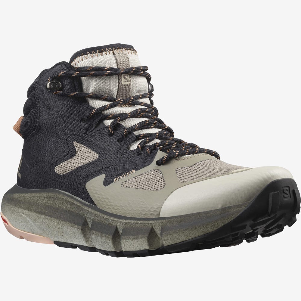 Women's Salomon PREDICT HIKE MID GORE-TEX Hiking Boots Khaki/Black/Beige | UKNP-62970