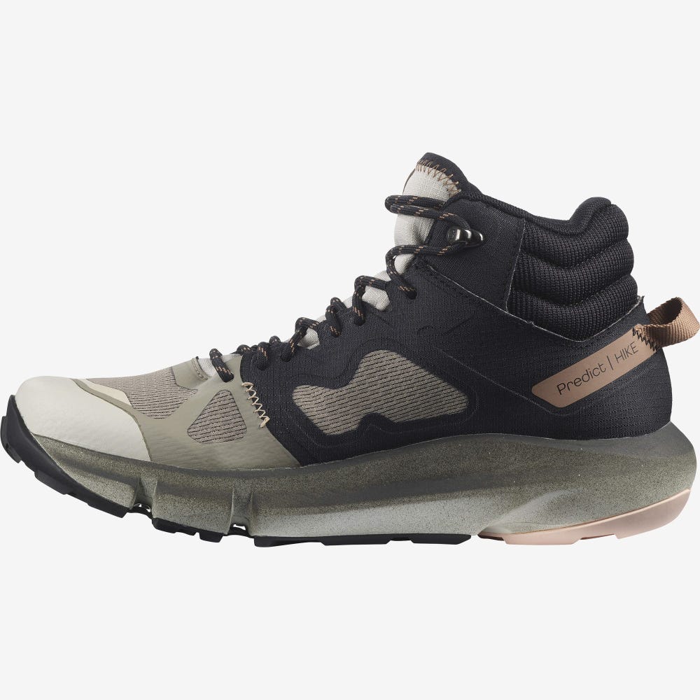 Women's Salomon PREDICT HIKE MID GORE-TEX Hiking Boots Khaki/Black/Beige | UKNP-62970