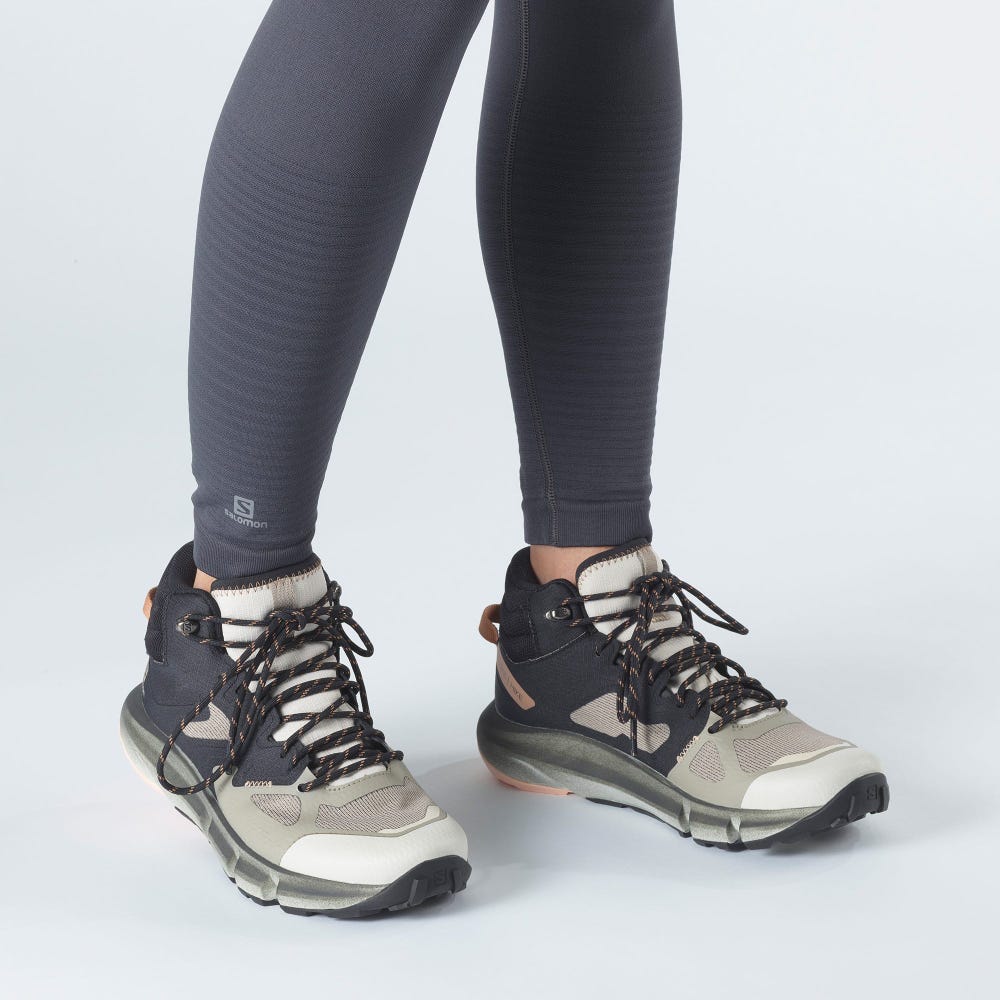 Women's Salomon PREDICT HIKE MID GORE-TEX Hiking Boots Khaki/Black/Beige | UKNP-62970