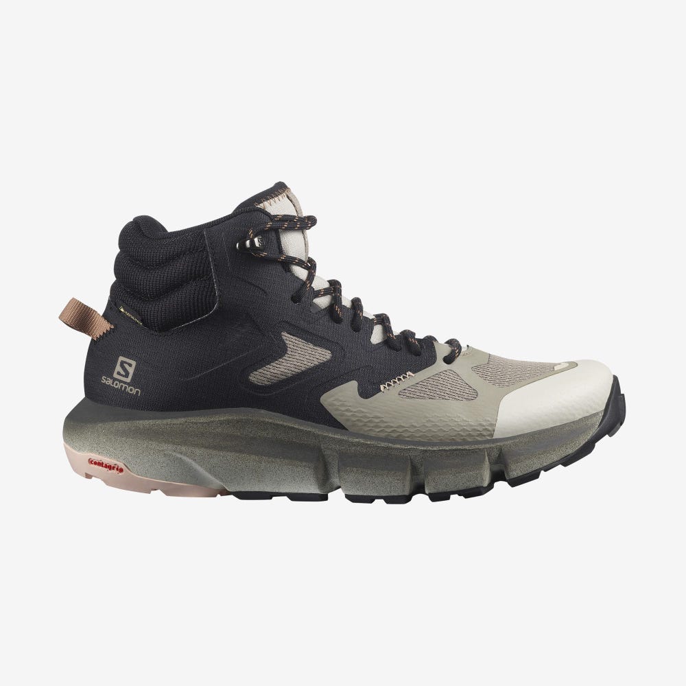Women\'s Salomon PREDICT HIKE MID GORE-TEX Hiking Boots Khaki/Black/Beige | UKNP-62970