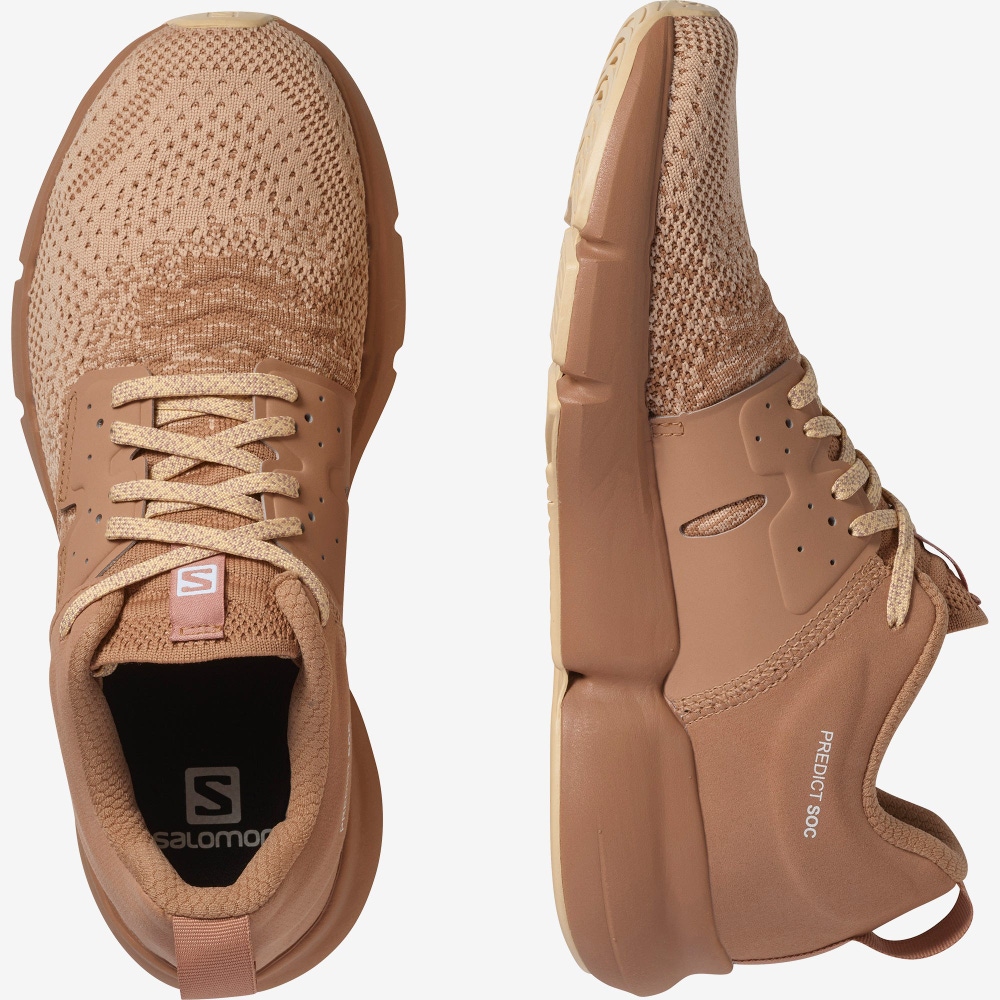 Women's Salomon PREDICT SOC W Running Shoes Beige/Cream | CSGH-81957