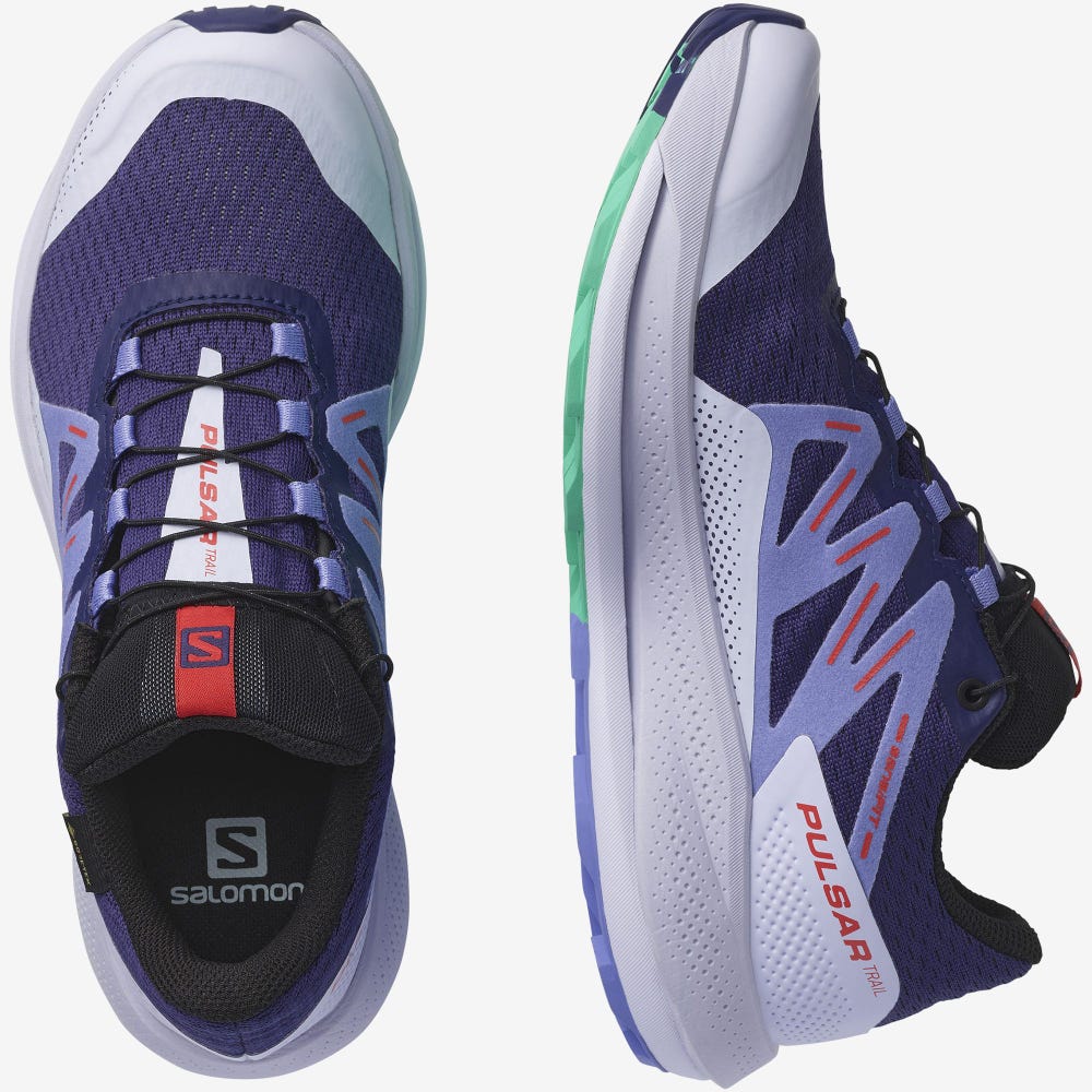Women's Salomon PULSAR TRAIL GORE-TEX Trail Running Shoes Purple/Mint | ROVS-61542