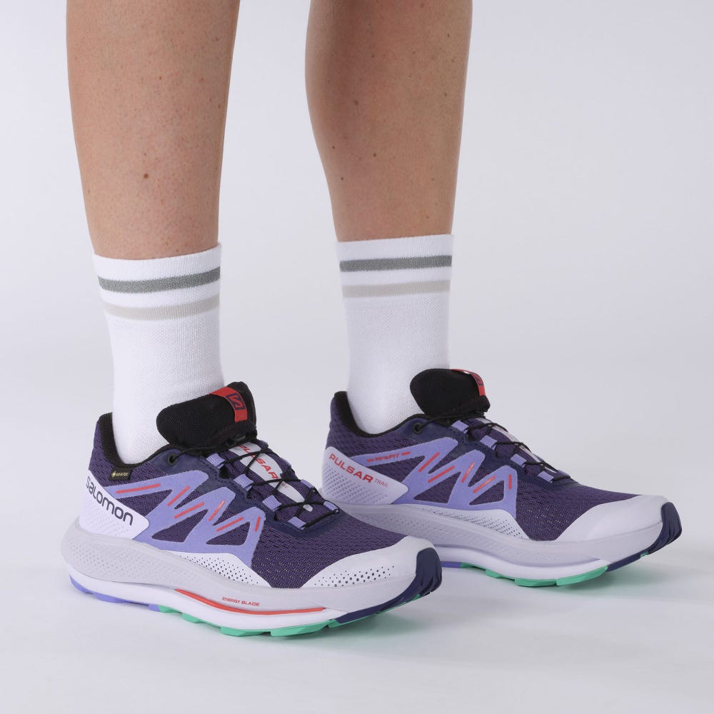 Women's Salomon PULSAR TRAIL GORE-TEX Trail Running Shoes Purple/Mint | ROVS-61542