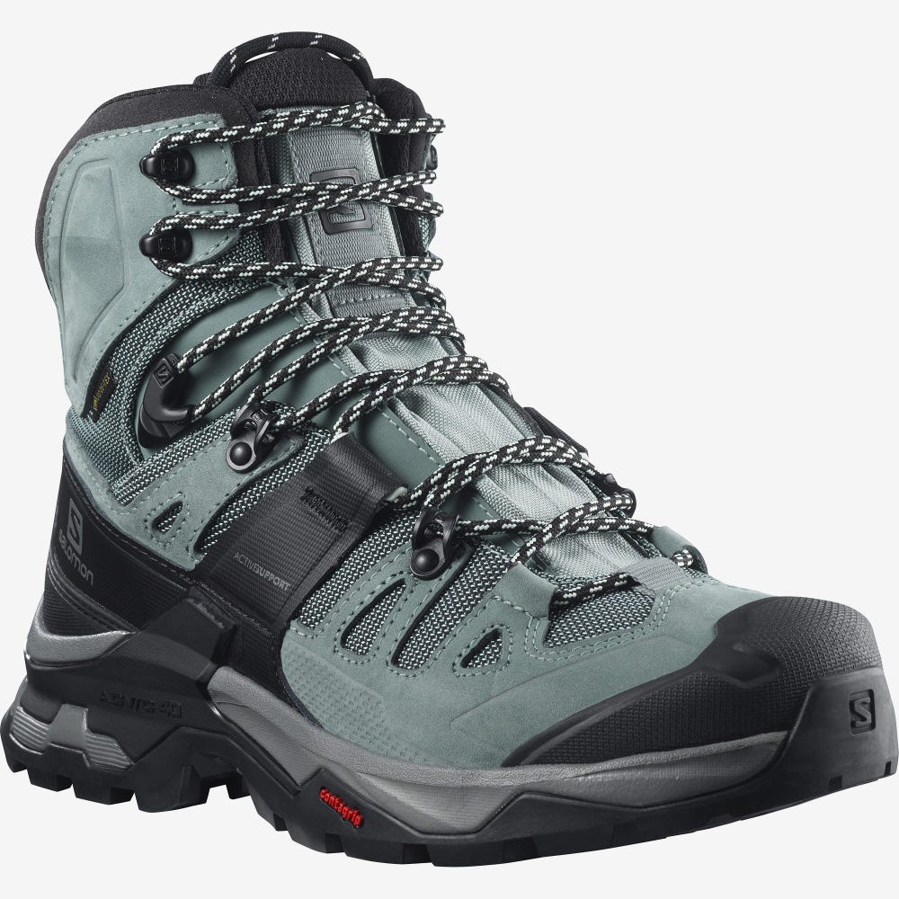 Women's Salomon QUEST 4 GORE-TEX Hiking Boots Green/Blue | BPHW-83271