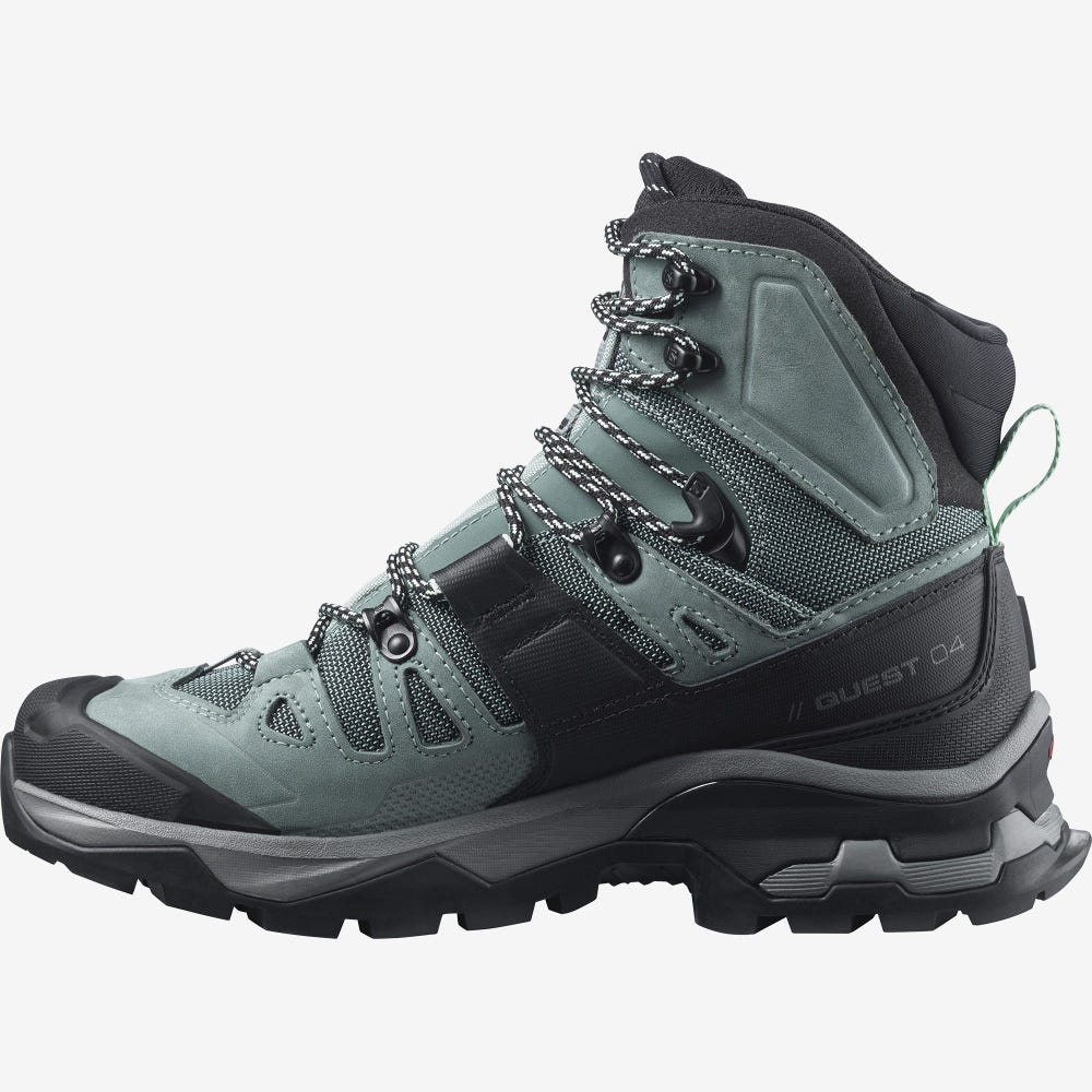 Women's Salomon QUEST 4 GORE-TEX Hiking Boots Green/Blue | BPHW-83271
