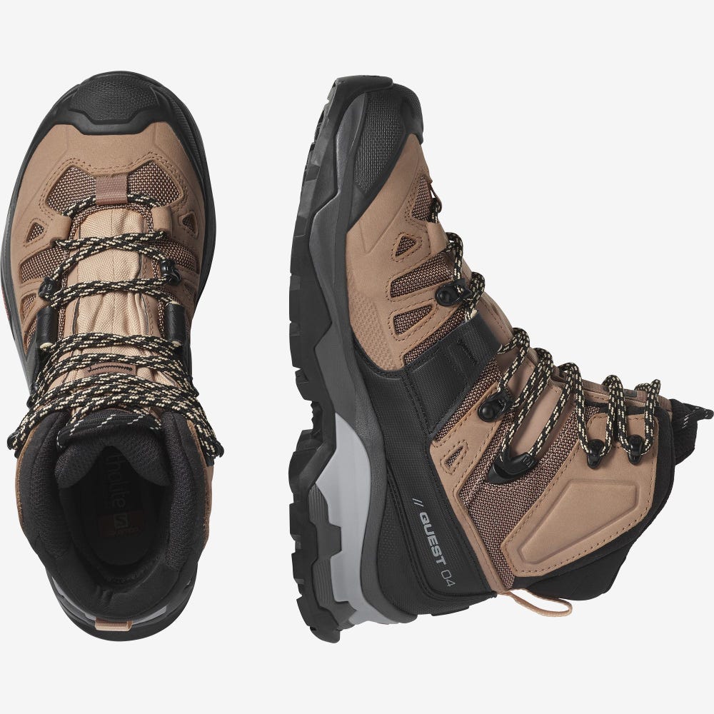 Women's Salomon QUEST 4 GORE-TEX Hiking Boots Beige/Cream | EDCN-65329