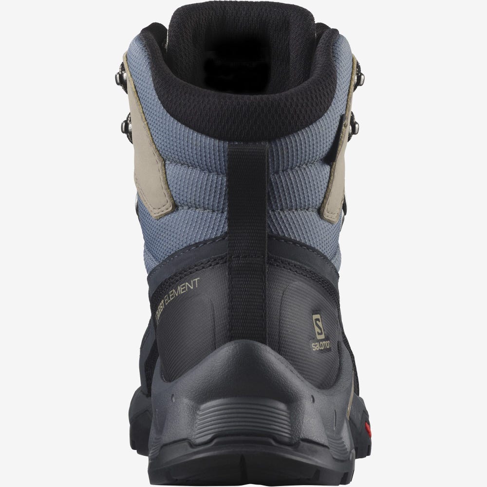 Women's Salomon QUEST ELEMENT GORE-TEX Hiking Boots Grey/Black/Beige/Blue | URSW-54169