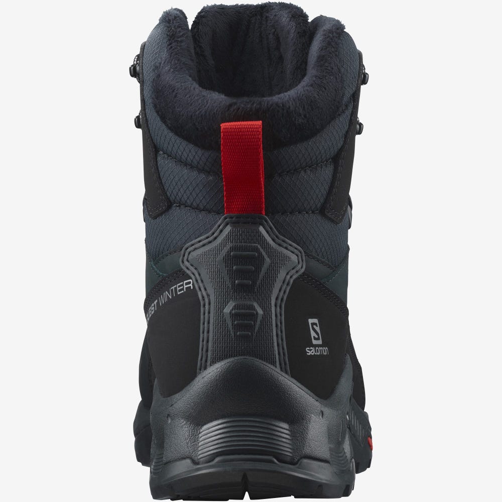 Women's Salomon QUEST WINTER THINSULATE™ CLIMASALOMON™ WATERPROOF Winter Boots Black | EDHK-97631
