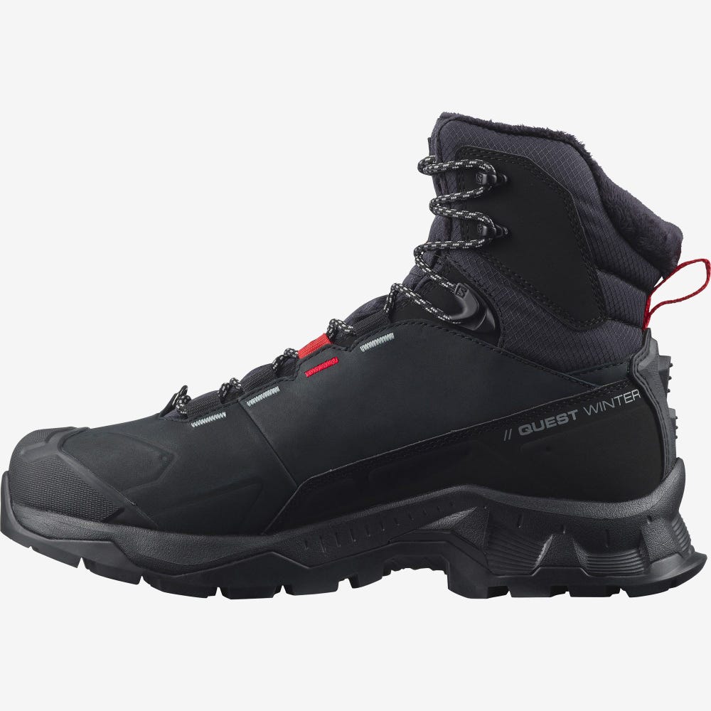 Women's Salomon QUEST WINTER THINSULATE™ CLIMASALOMON™ WATERPROOF Winter Boots Black | EDHK-97631