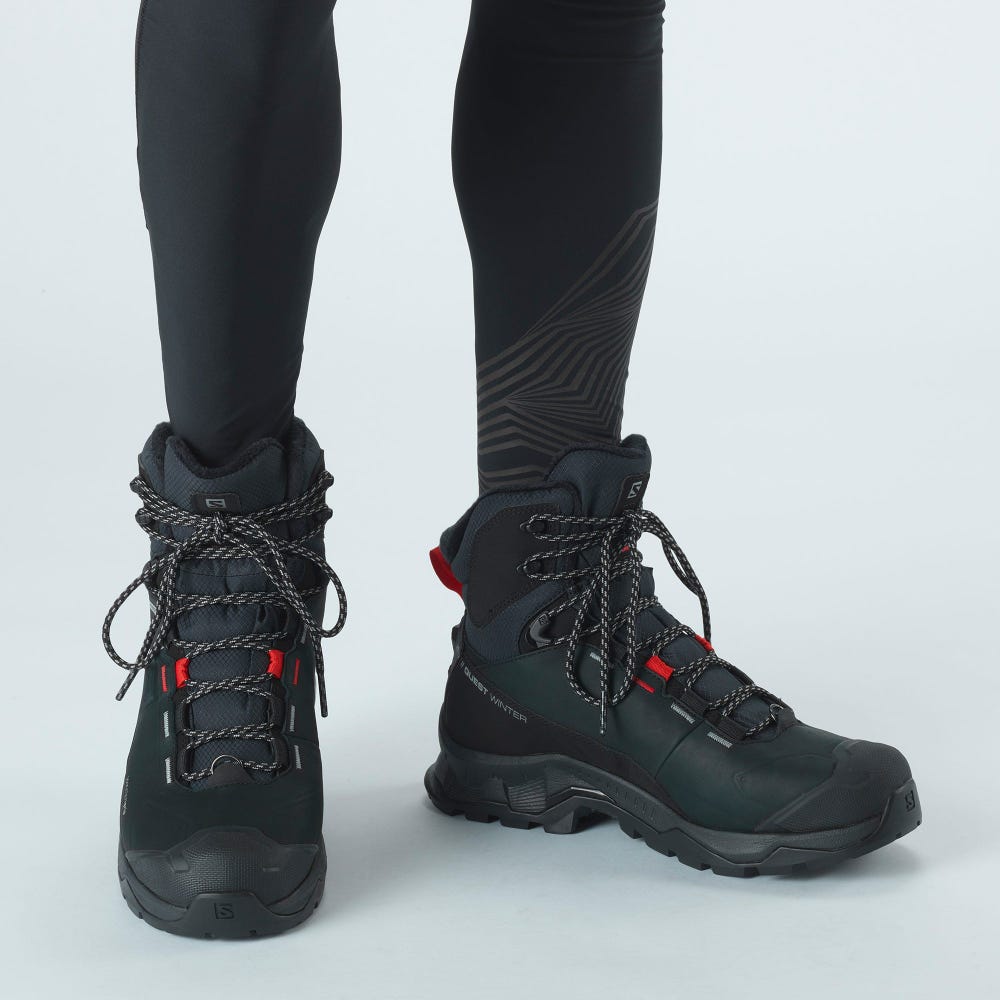 Women's Salomon QUEST WINTER THINSULATE™ CLIMASALOMON™ WATERPROOF Winter Boots Black | EDHK-97631