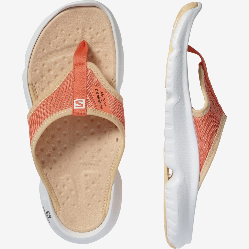 Women's Salomon REELAX BREAK 5.0 Flip Flops White/Cream | JQDT-64051