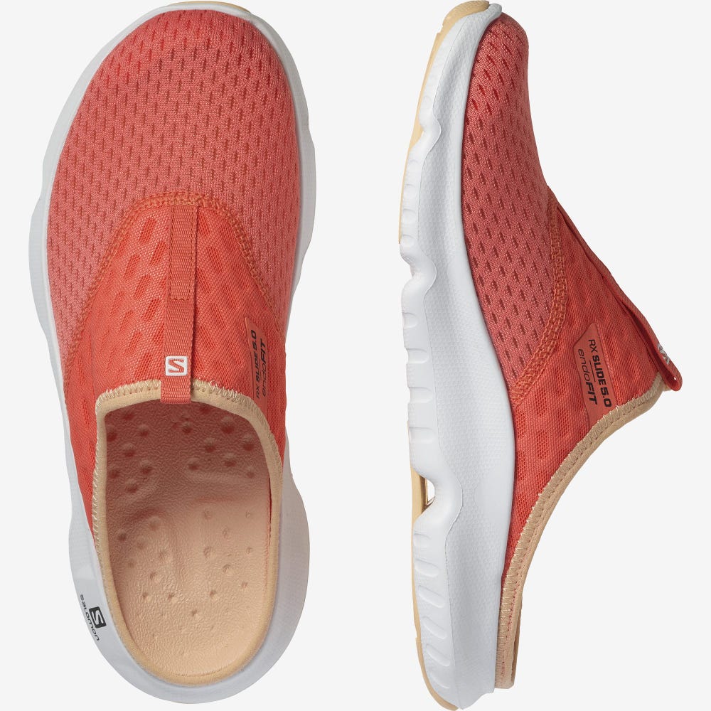Women's Salomon REELAX SLIDE 5.0 Slippers White/Cream | LUZS-92718