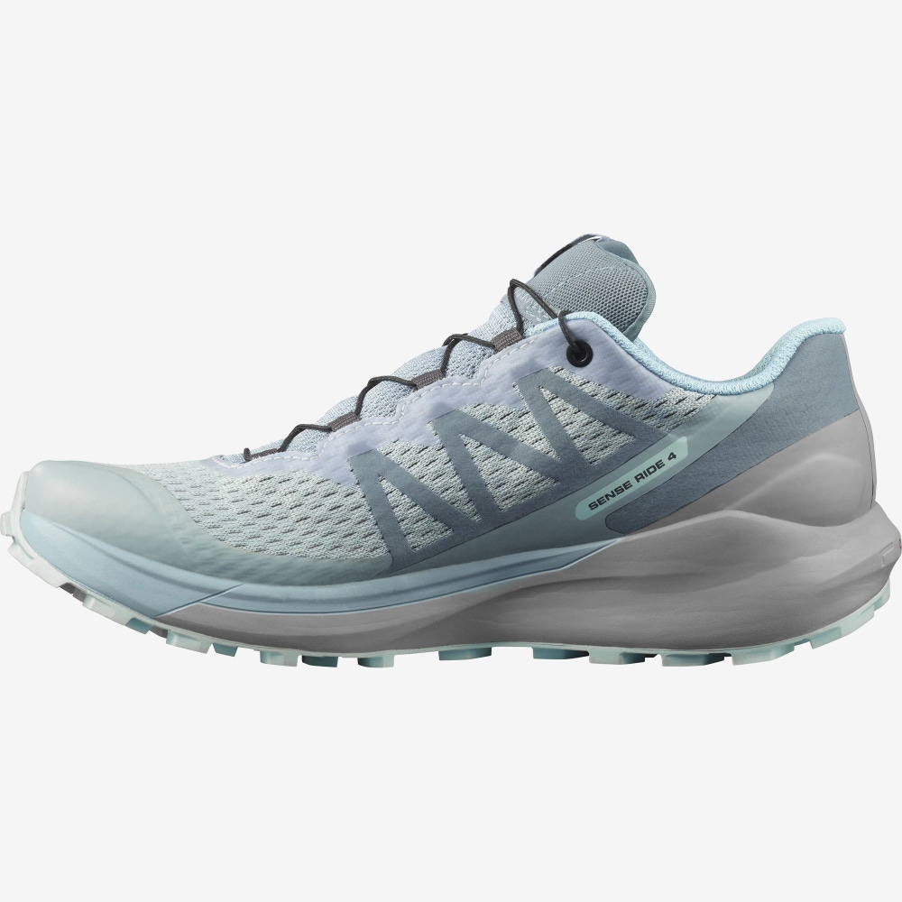 Women's Salomon SENSE RIDE 4 GORE-TEX INVISIBLE FIT Trail Running Shoes Green/Turquoise | MAER-89103