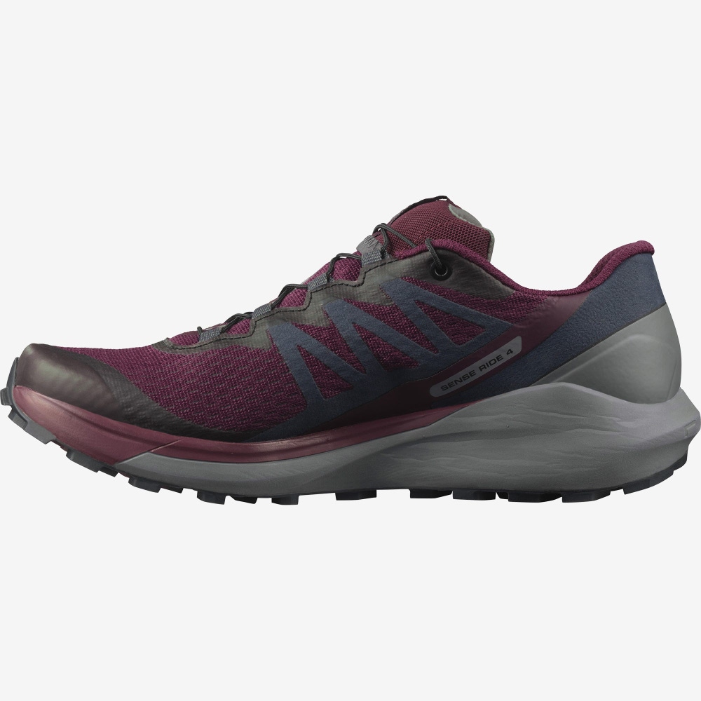 Women's Salomon SENSE RIDE 4 Trail Running Shoes Burgundy/Black | BTGA-32457
