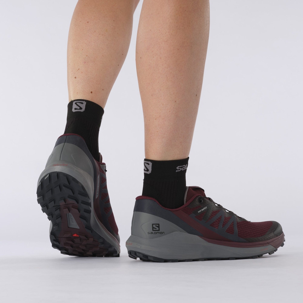 Women's Salomon SENSE RIDE 4 Trail Running Shoes Burgundy/Black | BTGA-32457