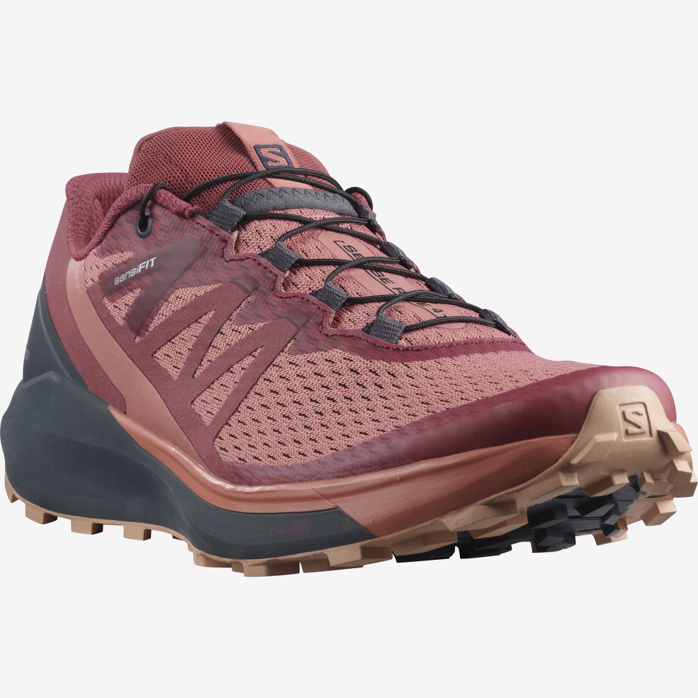 Women's Salomon SENSE RIDE 4 Trail Running Shoes Dark Red/Navy | EXKD-40597